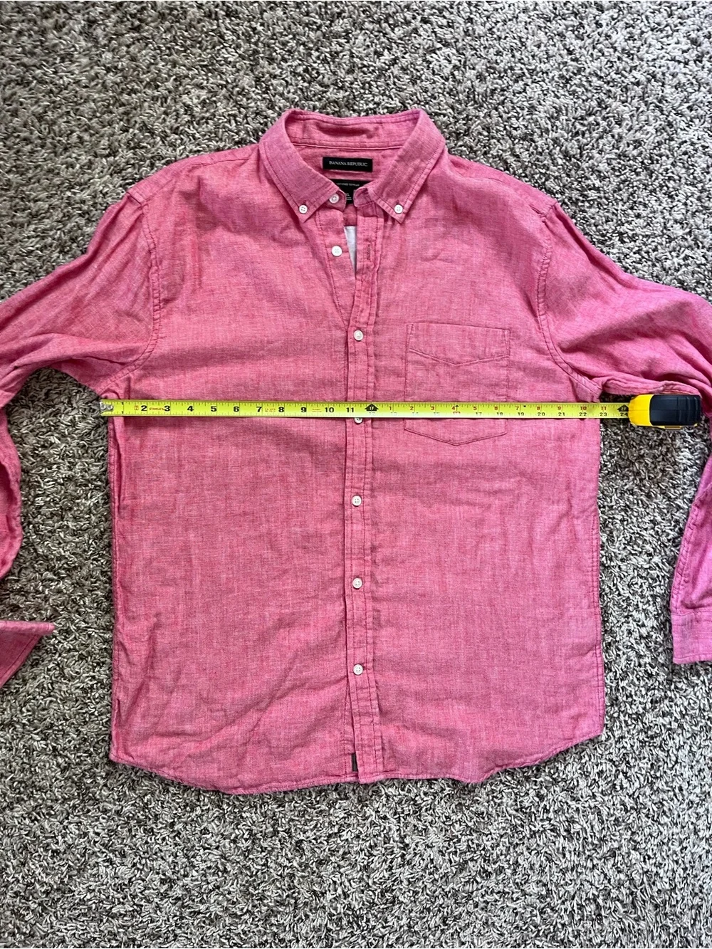 Banana Republic Mens XL Untucked Slim Fit Pink Cotton Button Down Shirt